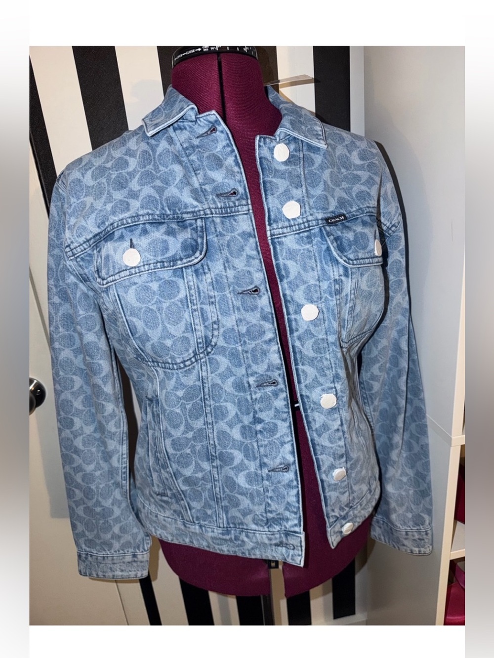 Coach Light Blue Logo-Print Denim Jacket